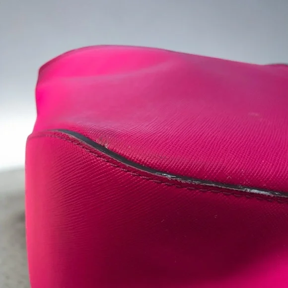 Henri Bendel Hot Pink Saffiano Leather Tote Bag Gold Hardware Large Shopper - Picture 12 of 16